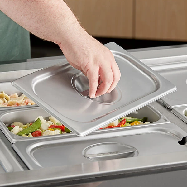 Vigor 1/3 Size Solid Stainless Steel Steam Table / Hotel Pan Cover - 6/Case