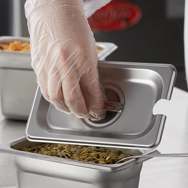 Carlisle 607190CS DuraPan 1/9 Size Slotted Stainless Steel Steam Table / Hotel Pan Cover - 24 Gauge