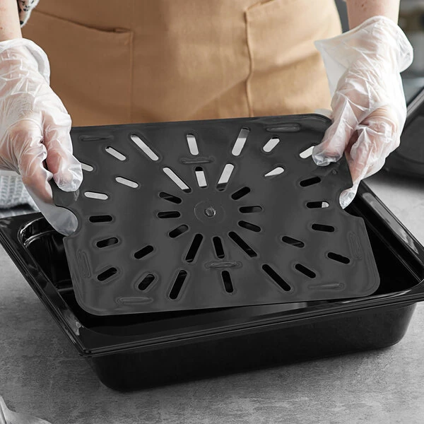 Vigor 1/2 Size Black Polycarbonate Drain Tray