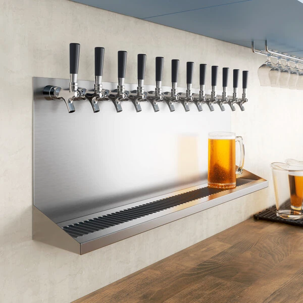 Regency 36" x 6" x 14" Stainless Steel 12 Faucet Wall Mount Beer Drip Tray