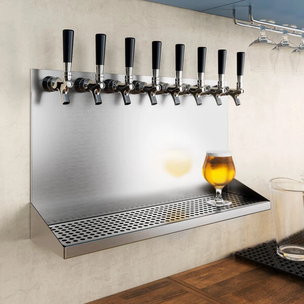 Regency 24" x 6" x 14" Stainless Steel 8 Faucet Wall Mount Beer Drip Tray