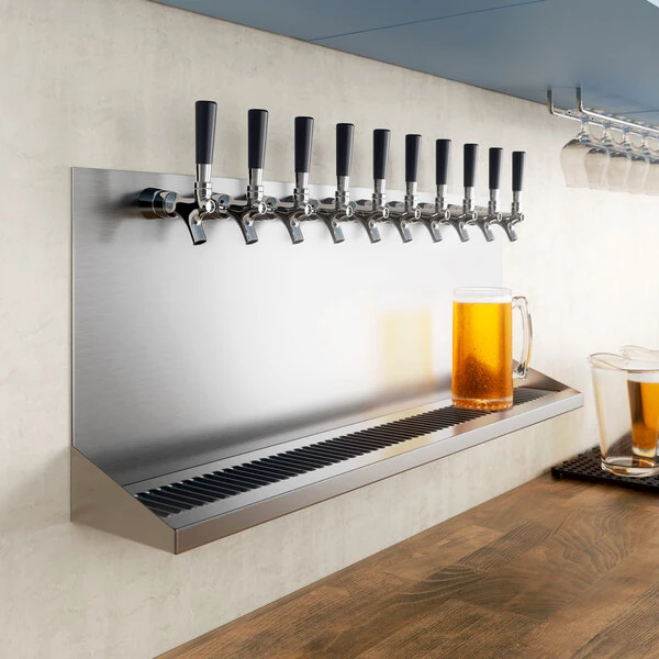 Regency 36" x 6" x 14" Stainless Steel 10 Faucet Wall Mount Beer Drip Tray