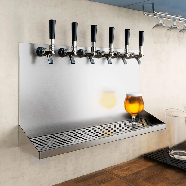 Regency 24" x 6" x 14" Stainless Steel 6 Faucet Wall Mount Beer Drip Tray