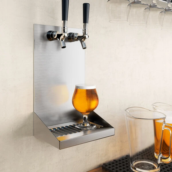 Regency 8" x 6" x 14" Stainless Steel 2 Faucet Wall Mount Beer Drip Tray