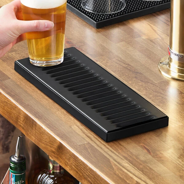 Regency 12" x 5" Stainless Steel Black Matte Surface-Mount Beer Drip Tray
