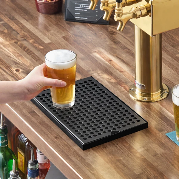 Regency 12" x 8" Stainless Steel Black Matte Surface-Mount Beer Drip Tray