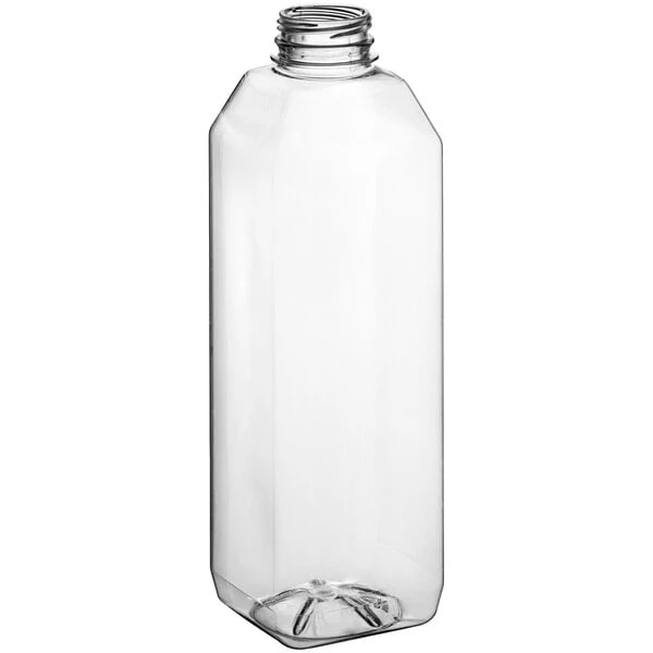 Captiva Containers 32 oz. Customizable Square PET Clear Juice Bottle - 104/Case