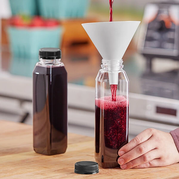 Captiva Containers 12 oz. Tall Square PET Clear Juice Bottle with Black Lid - 228/Case