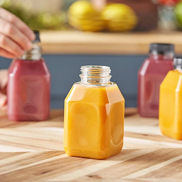 Captiva Containers 8 oz. Customizable Square PET Clear Juice Bottle - 320/Case