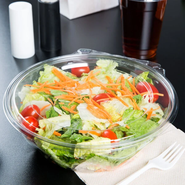 Dart SafeSeal 48 oz. Plastic Tamper-Resistant, Tamper-Evident Bowl with Flat Lid - 100/Case