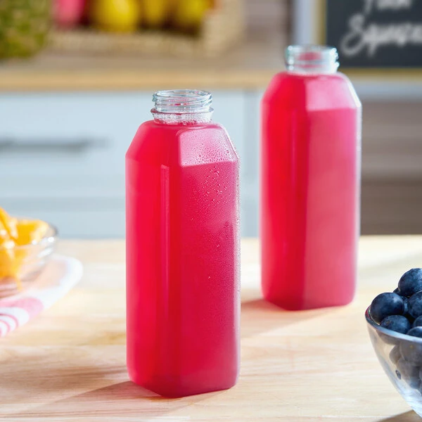 Captiva Containers 16 oz. Tall Square rPET Clear Juice Bottle - 160/Case