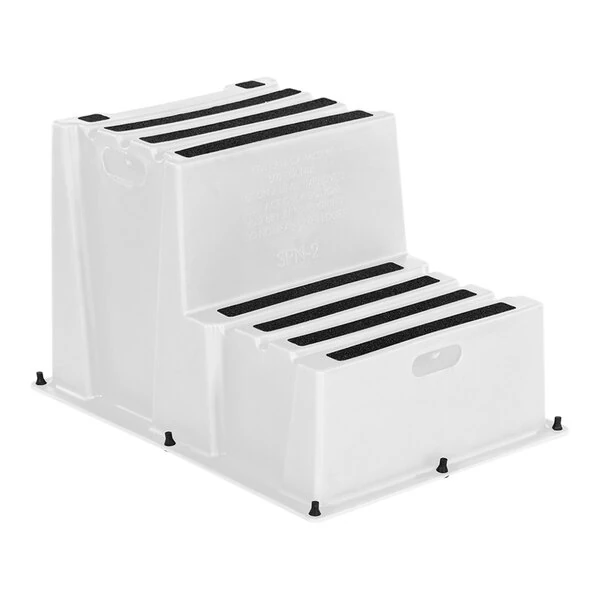 Vestil Marine White Polyethylene Nestable Two-Step Step Stool SPN-2-WT - 500 lb. Capacity