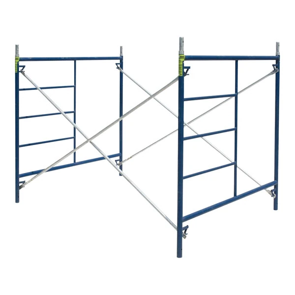 Metaltech SaferStack Powder Coated Steel Scaffolding Frame Set with Adjustable Cross Braces and Gravity Locks M-MFS606084