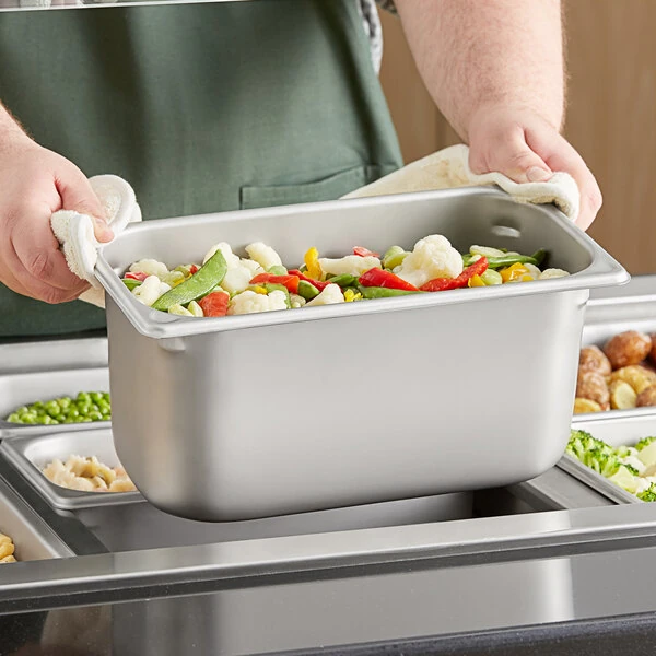 Vigor 1/3 Size 6" Deep Anti-Jam Stainless Steel Steam Table / Hotel Pan - 22 Gauge
