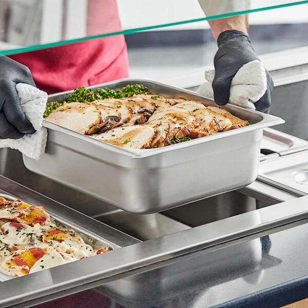 Choice 1/2 Size 4" Deep Anti-Jam 22 Gauge Stainless Steel Steam Table / Hotel Pan