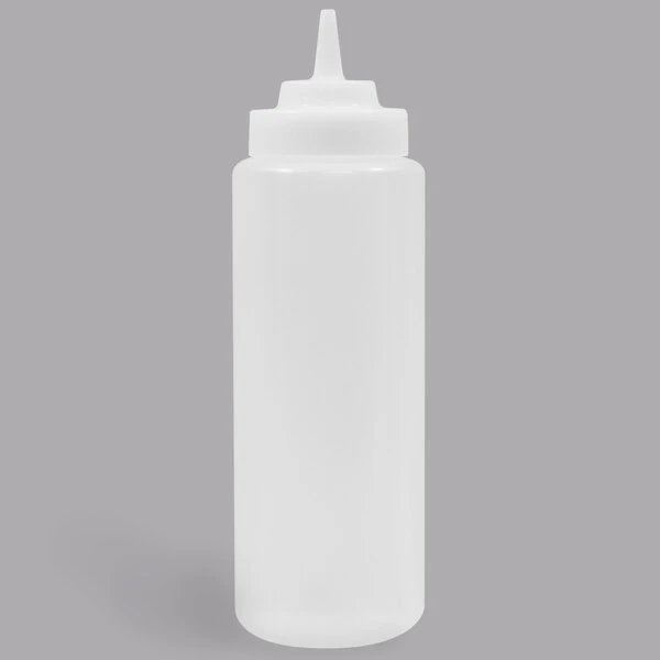 TableCraft 23363C 32 oz. Clear WideMouth™ and Wide Tip Top Squeeze Bottle with 63 mm Opening - 12/Pack