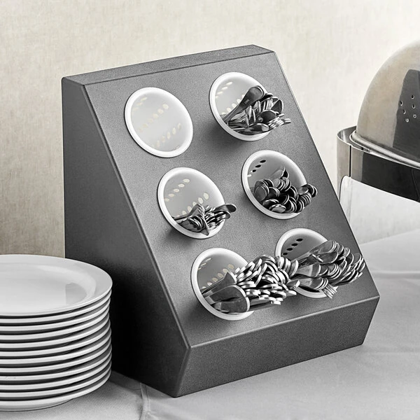 Choice Six Hole Plastic Flatware Organizer with White Perforated Plastic Cylinders