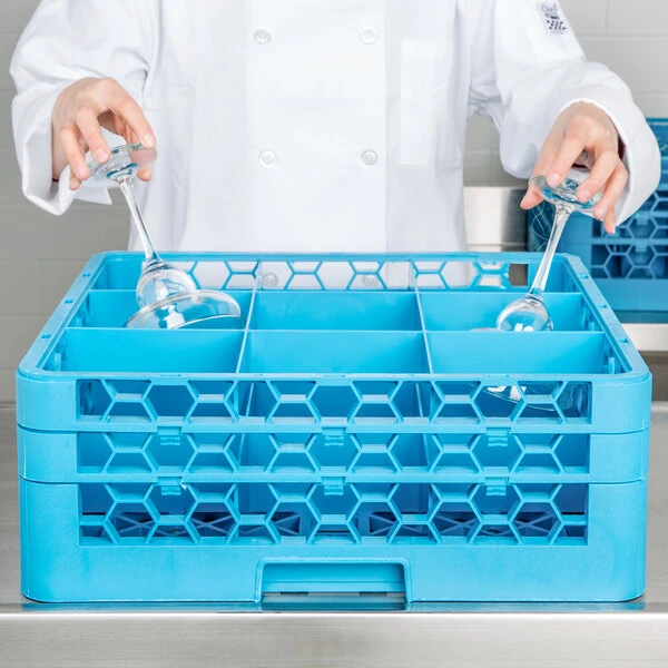 Carlisle RG9-214 OptiClean 9 Compartment Glass Rack with 2 Extenders