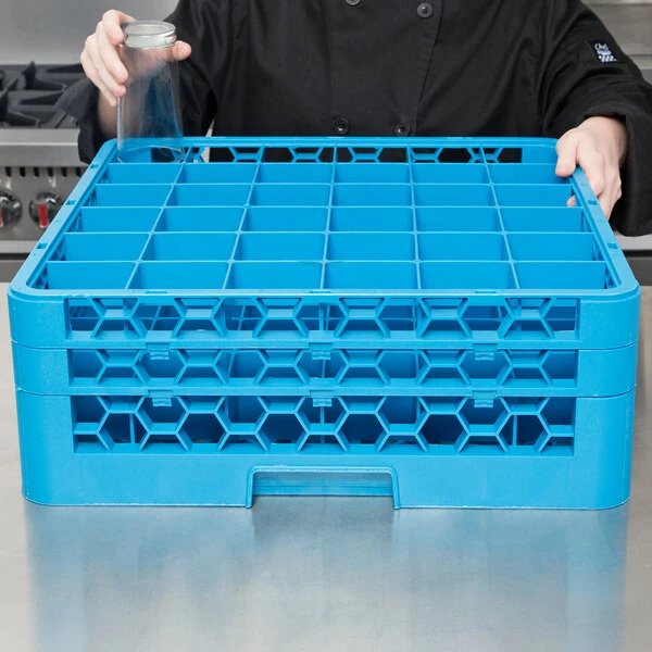 Carlisle RG36-214 OptiClean 36 Compartment Glass Rack with 2 Extenders