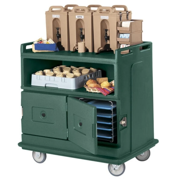 Cambro MDC24192 Granite Green Beverage Service Cart with 2 Doors - 44 1/2" x 30" x 44"