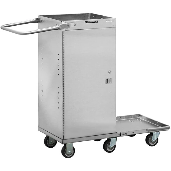 Lakeside 58580 46" x 18" x 41" Stainless Steel Fold-Up 1-Bucket Janitor/Housekeeping Cart with Nylon Laundry Bag