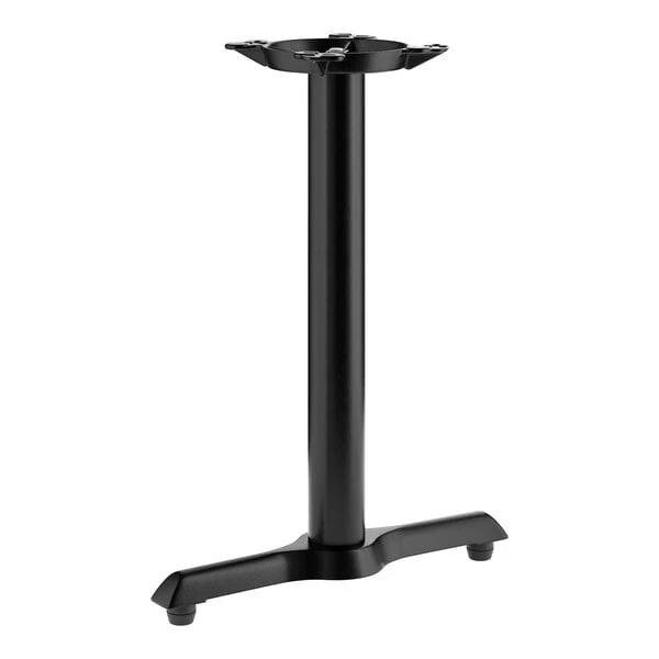 Lancaster Table & Seating Cast Iron 5" x 22" Black 3" Standard Height End Column Table Base with FLAT Tech Equalizer Table Levelers