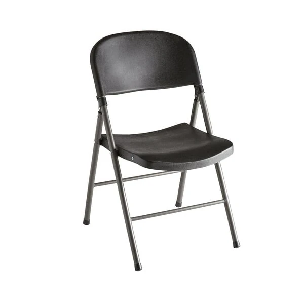Lancaster Table & Seating Black Contoured Injection Molded Folding Chair with Charcoal Frame and Sage Gray Legs