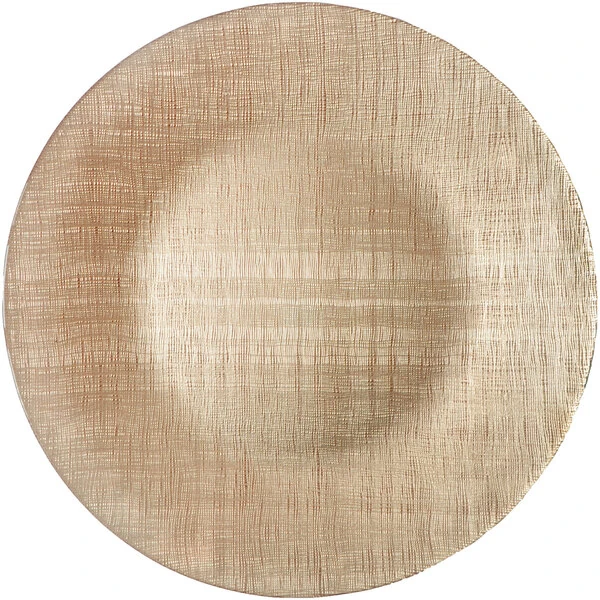 Bon Chef 200007CHPGN Tavola 13" Champagne Textured Glass Charger Plate - 8/Pack
