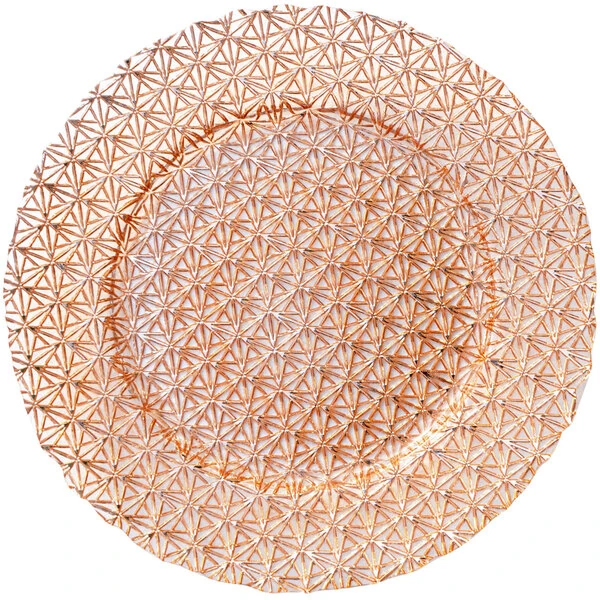 Bon Chef 200009RG Tavola 13" Rose Gold Gem Glass Charger Plate - 8/Pack