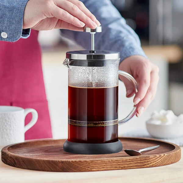 Acopa 20 oz. Glass / Silver French Coffee Press