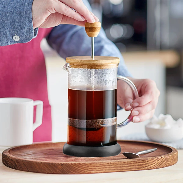 Acopa 20 oz. Glass / Wood French Coffee Press