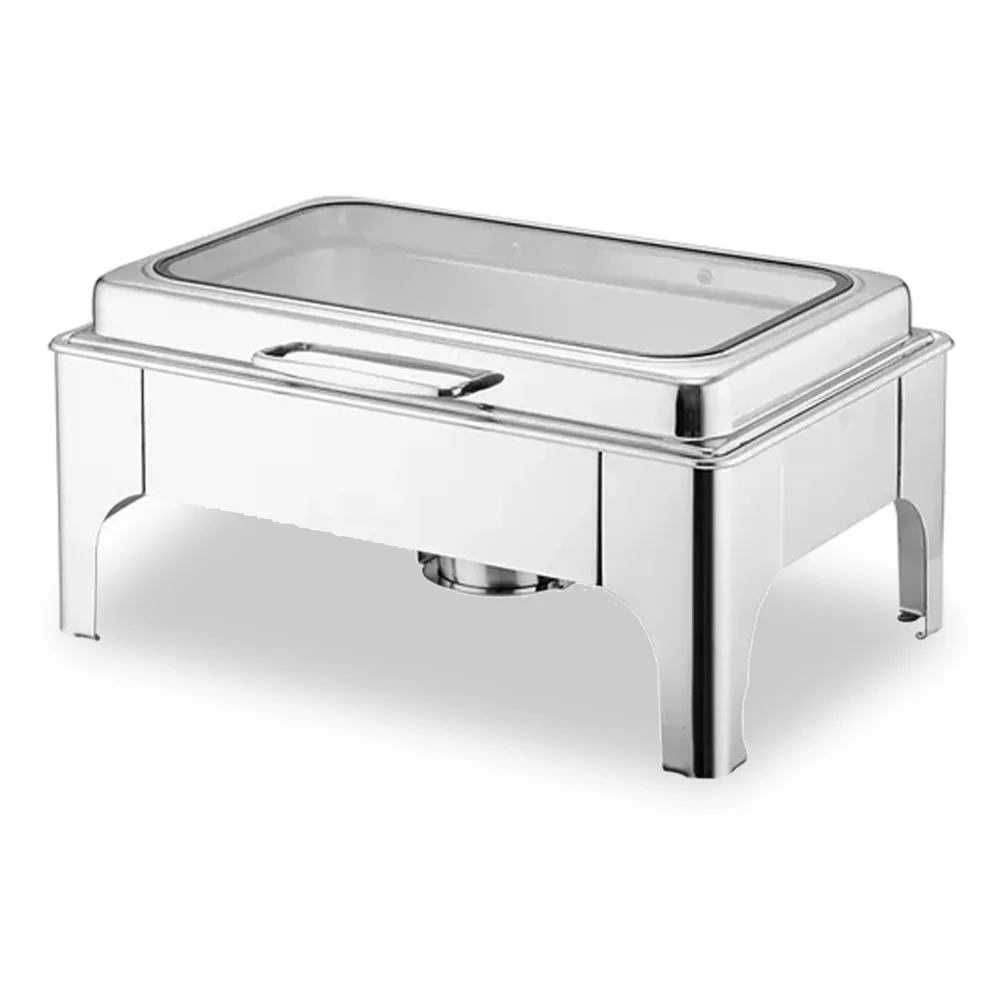 Chefset, Hydraulic Rectangular Chafing Dish, 9L, Glass LID