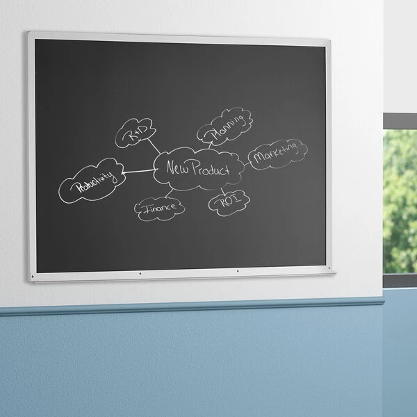 Aarco DC2436B 24" x 36" Black Satin Anodized Aluminum Frame Slate Composition Chalkboard