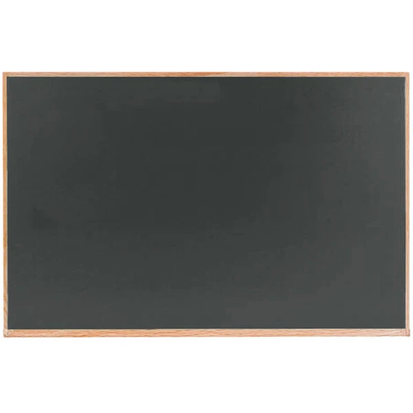 Aarco OS2436S 24" x 36" Slate Gray Solid Oak Wood Frame Composition Chalkboard