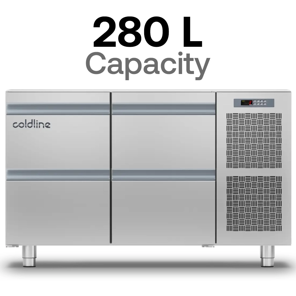 Coldline, Worktop Chiller, 4 Drawers, 280 L Capacity, 250 W