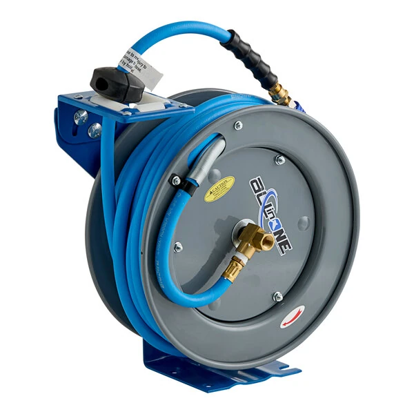 BluBird All-In-One Gray Powder-Coated Steel Air Hose Reel with 50' x 3/8" Hose