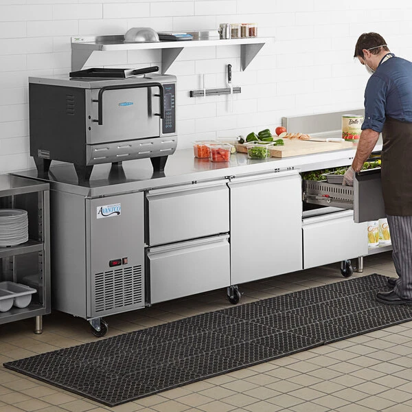 Avantco 93" Stainless Steel Extra Deep Undercounter Refrigerator with 4 Drawers and 1 Middle Door
