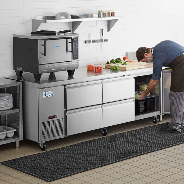 Avantco 93" Stainless Steel Extra Deep Undercounter Refrigerator with 4 Left Drawers and 1 Door