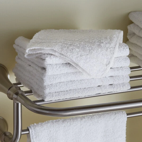 Lavex Standard 12" x 12" Cotton/Poly Wash Cloth with Overlock Stitch 1 lb. - 12/Pack