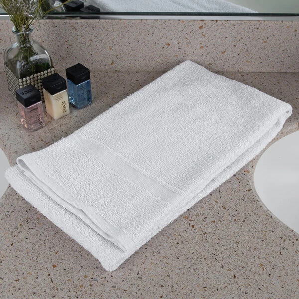 Oxford Gold Cam 24" x 48" 86/14 Cotton Polyester Blend Bath Towel with Cam Border 8 lb. - 60/Case