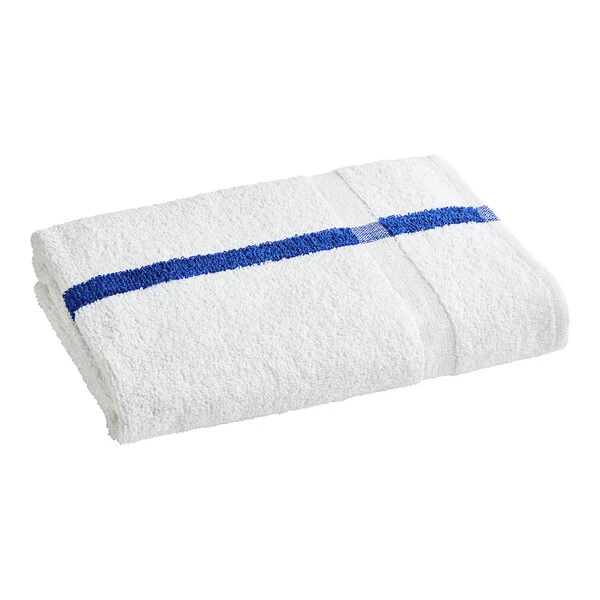 Oxford 22" x 44" Blue Stripe 100% Cotton Pool and Gym Towel 6 lb. - 120/Case
