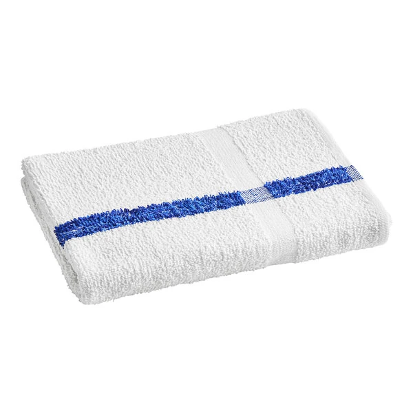 Oxford 24" x 48" Blue Stripe 100% Cotton Pool and Gym Towel 8 lb. - 12/Pack