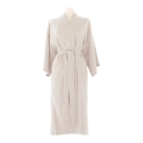 Telegraph Hill Taupe Seersucker Single Layer Kimono Robe SLK-S-TPE-OS - One Size Fits Most