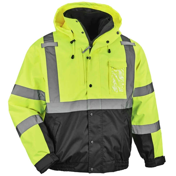 Ergodyne 25597 GloWear 8381 Lime Type R Class 3 Hi-Vis 4-in-1 Bomber Jacket - 3XL