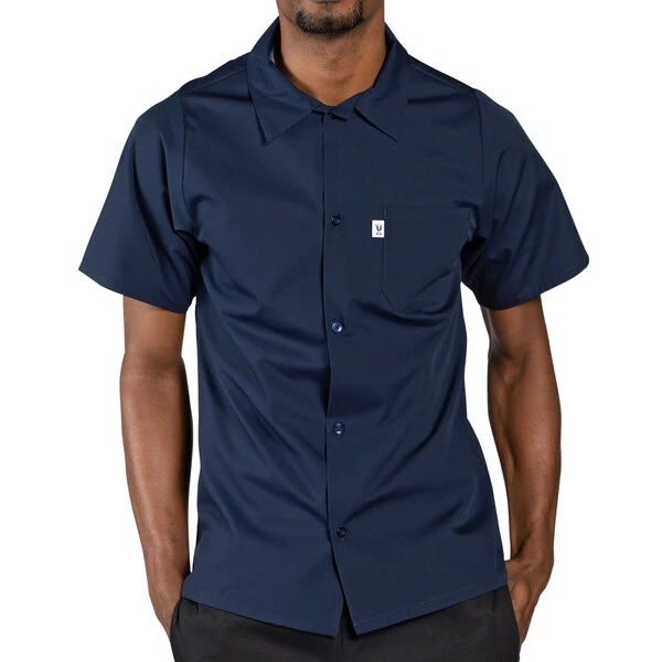 Uncommon Chef 0920 Navy Customizable Classic Short Sleeve Cook Shirt - L