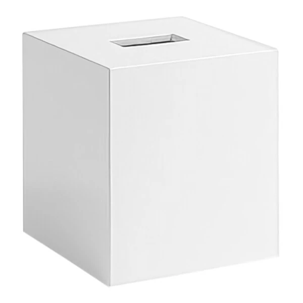 room360 New York 5 1/4" x 5 1/4" Snow Resin Square Tissue Box Cover - 4/Case