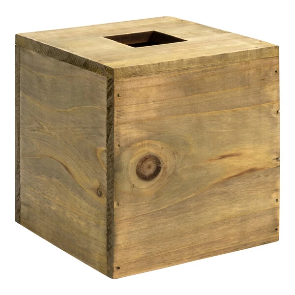 room360 Asheville 5 1/2" x 5 1/2" Rustic Wood Square Tissue Box Cover - 4/Pack