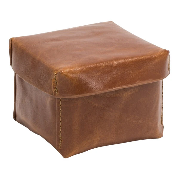 room360 Austin 3 1/2" Square Saddle Faux Leather Storage Jar with Lid - 6/Case