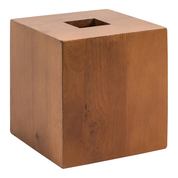 room360 Bangkok 5 1/2" x 5 1/2" Rubberwood Square Tissue Box Cover - 4/Pack