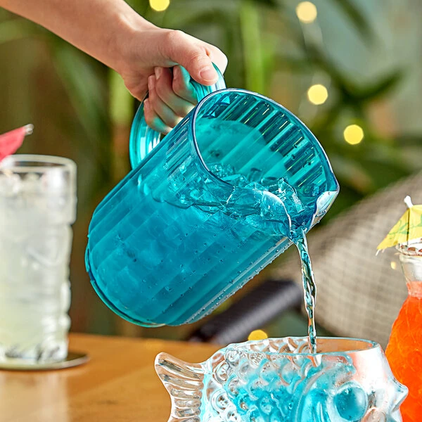 Choice 60 oz. Turquoise SAN Plastic Beverage Pitcher